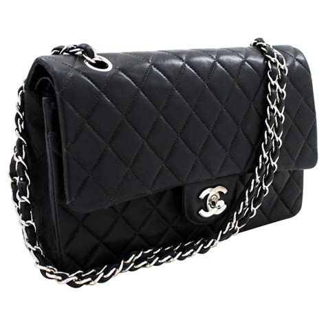 chanel black silver|chanel flap bag sale.